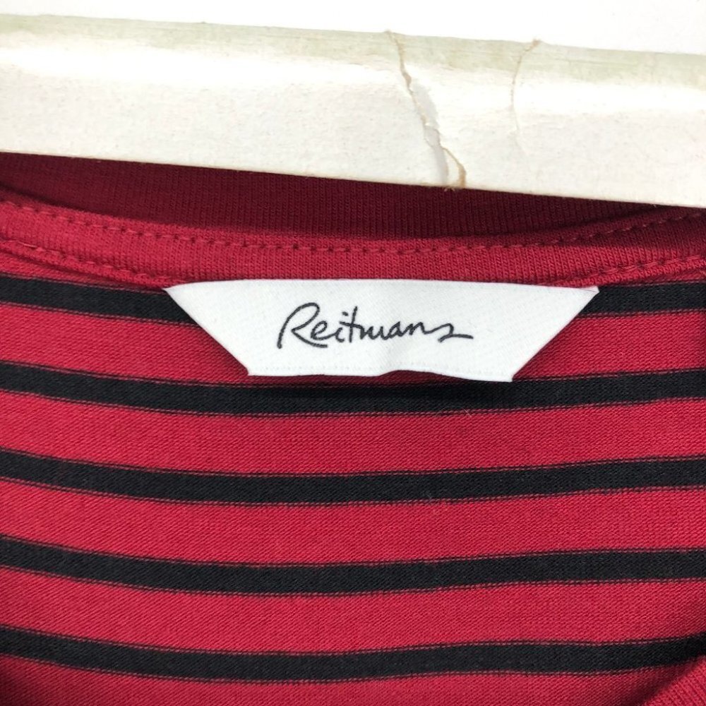 NWT- Reitman's Red & Black Striped 3/4 Sleeve T  shirt XS - Picture 3 of 16